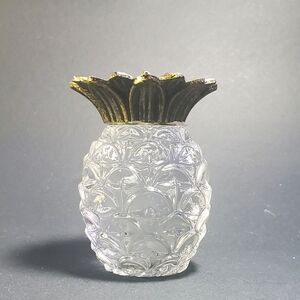 VINTAGE Glass Art Pineapple 3" T Taper Candle Holder EUC